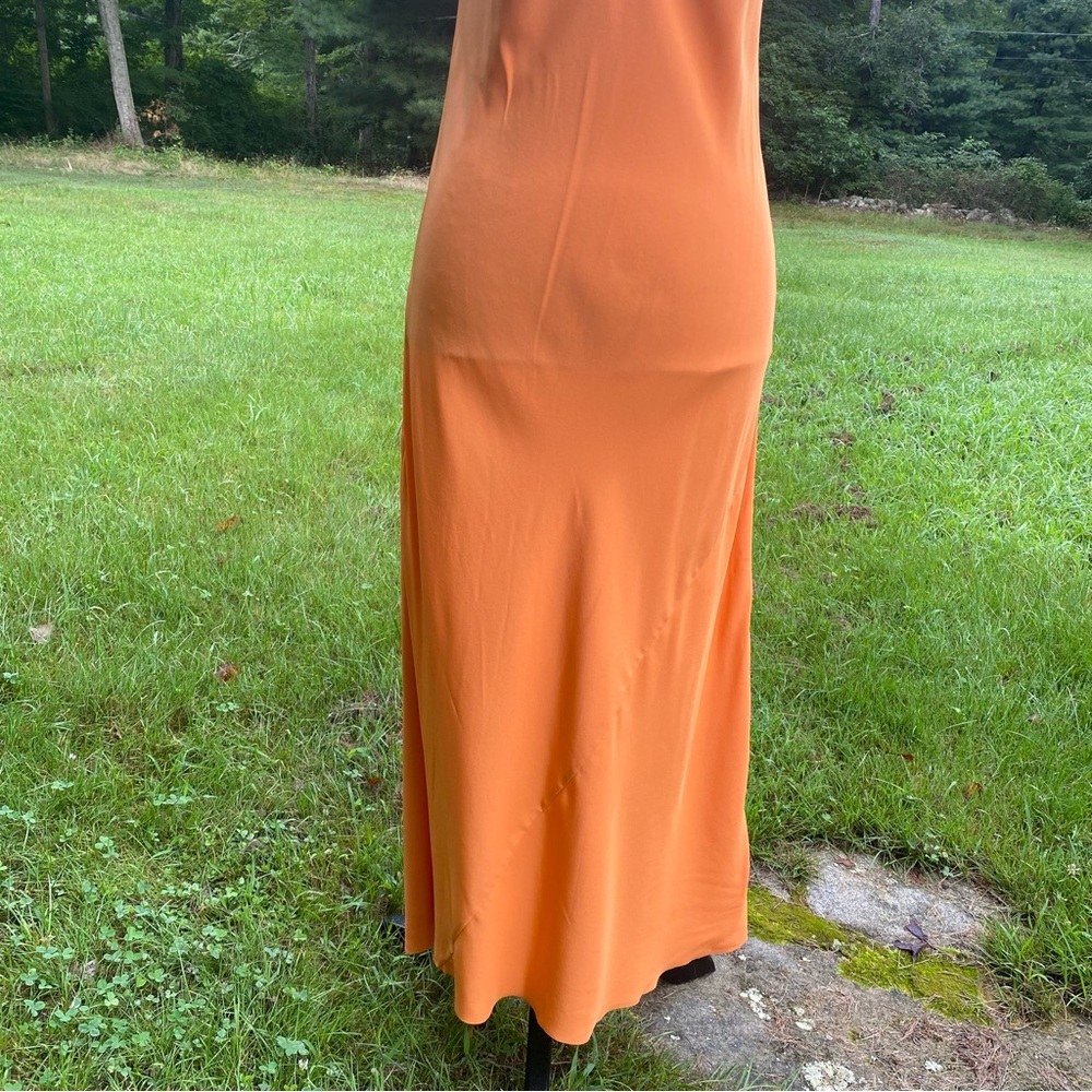 AYR DRESS MAXI ORANGE SILK SLIP ON SPAGHETTI STRAP SIZE S - Picture 3 of 12